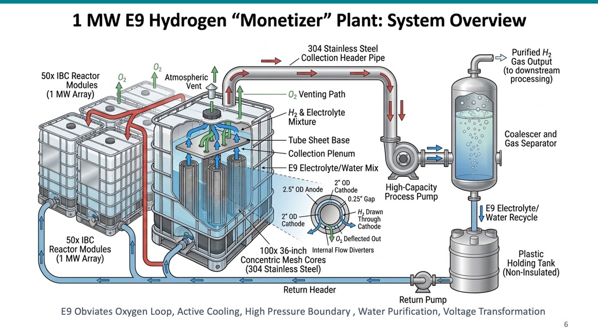 1 MW E9 Hydrogen Monetizer Plant: System Overview